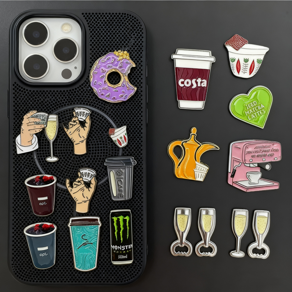 Custom Phone Sticker Metal Badges MATCHA Metal Lapel Pin for Mobile Phone
