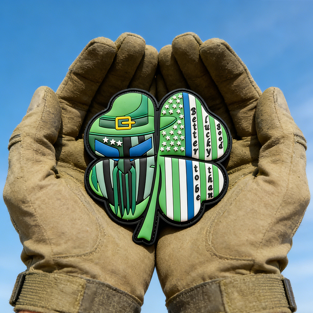 Lucky Four Leaf Clover PVC Patch Custom Soft Rubber Clover Emblem Durable PVC Patch for Bags Jackets Hats and Accessories