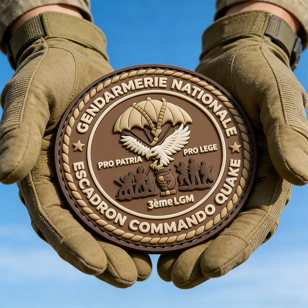 Round European Style PVC Morale Patch Parachute Eagle Design Custom Soft Rubber Badge for Gear Bags and Collectors