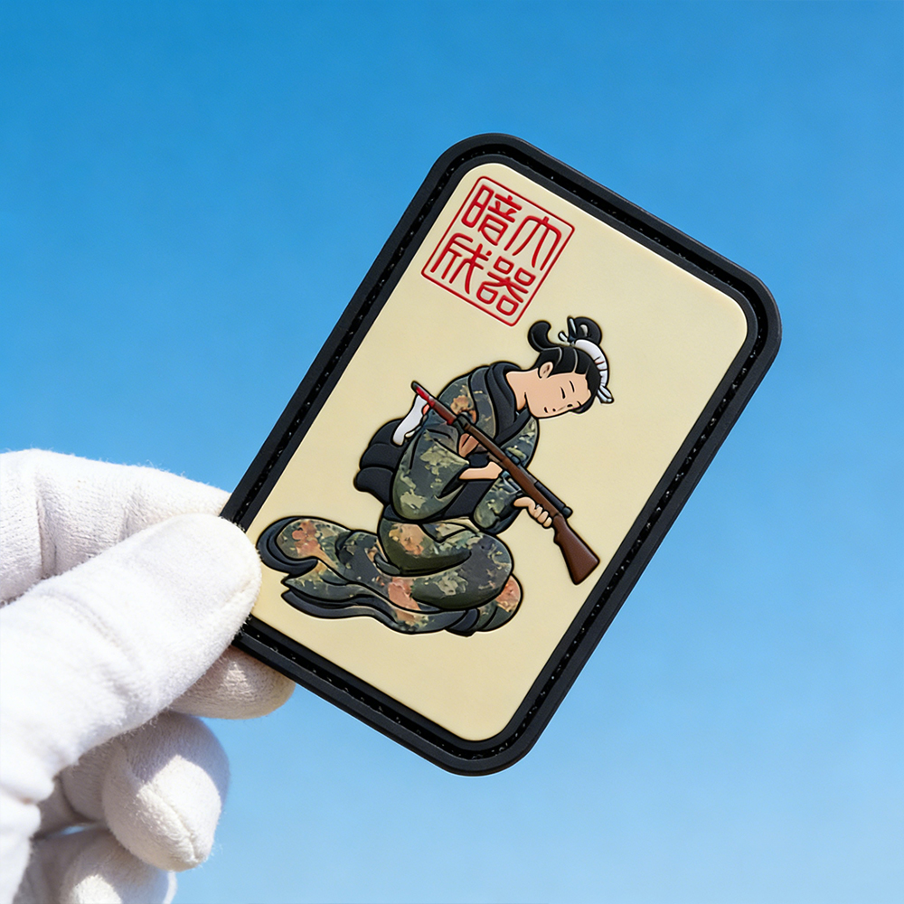 PVC Morale Patch with Camo Geishas Japanese Inspired Design Hook and Loop Backing Limited Production 3 x 2 Inch Patch