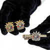 New York Masonic Tie Clip and Cufflinks Set Elegant Metal Mens Accessories for Suits Ceremonies and Collectors