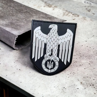  Custom Logo 3D Heat Press Transfer Transparent Ukrainian Eagle and Trident Silicone Pvc Soft Rubber Patches Label Velcro Patches for Sew on Truck Hat 