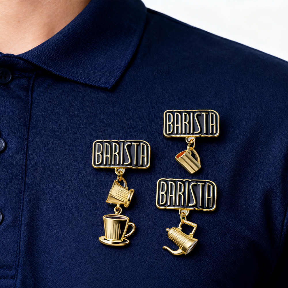 New Product Creativity Barista Apron Brooch Pin Fashion Coffee Pot Coffee Bean Enamel Pin Coffee Accessories Gift Lapel Pin