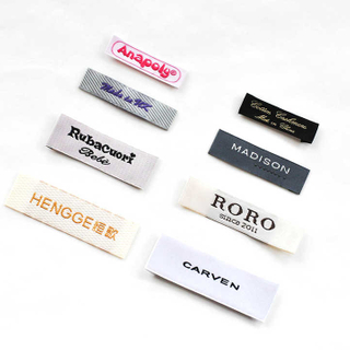 Self Adhesive Size Brand Name Damask Woven Labels Logos Printed Label for Clothing 100% Cotton Customized Garment Labels