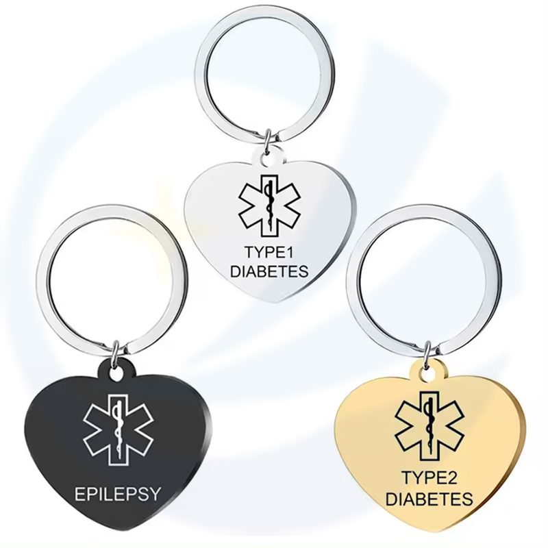 Personalized Engraving Stainless Steel TYPE 1 DIABETES EPILEPSY BLOOD THINNER Medical Alert ID Heart Pendant Necklace