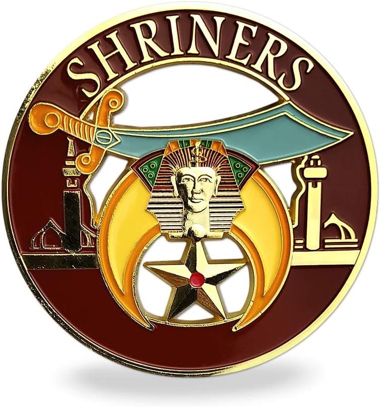 Factory Custom Art Craft Soft Enamel Masonic Shriners Car Auto Emblem Lapel Button in Gold Tone and Color Enamel Badge