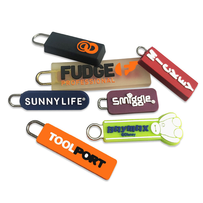 Silicone Zipper Pulls Custom Logo Soft Pvc Rubber Zipper Pullers for Bags/garments