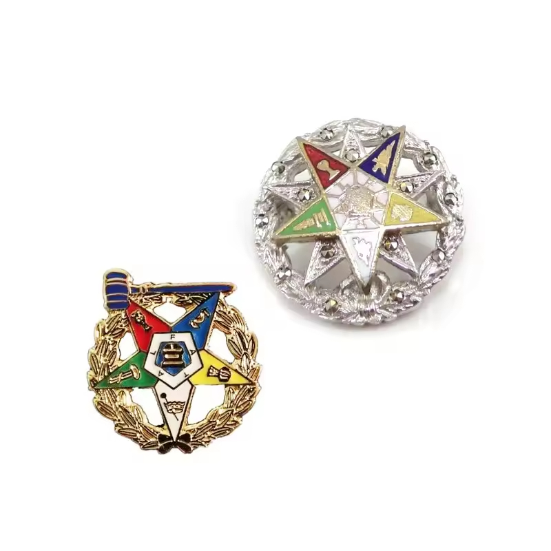 custom masonic Order of the Eastern Star badge lapel pins