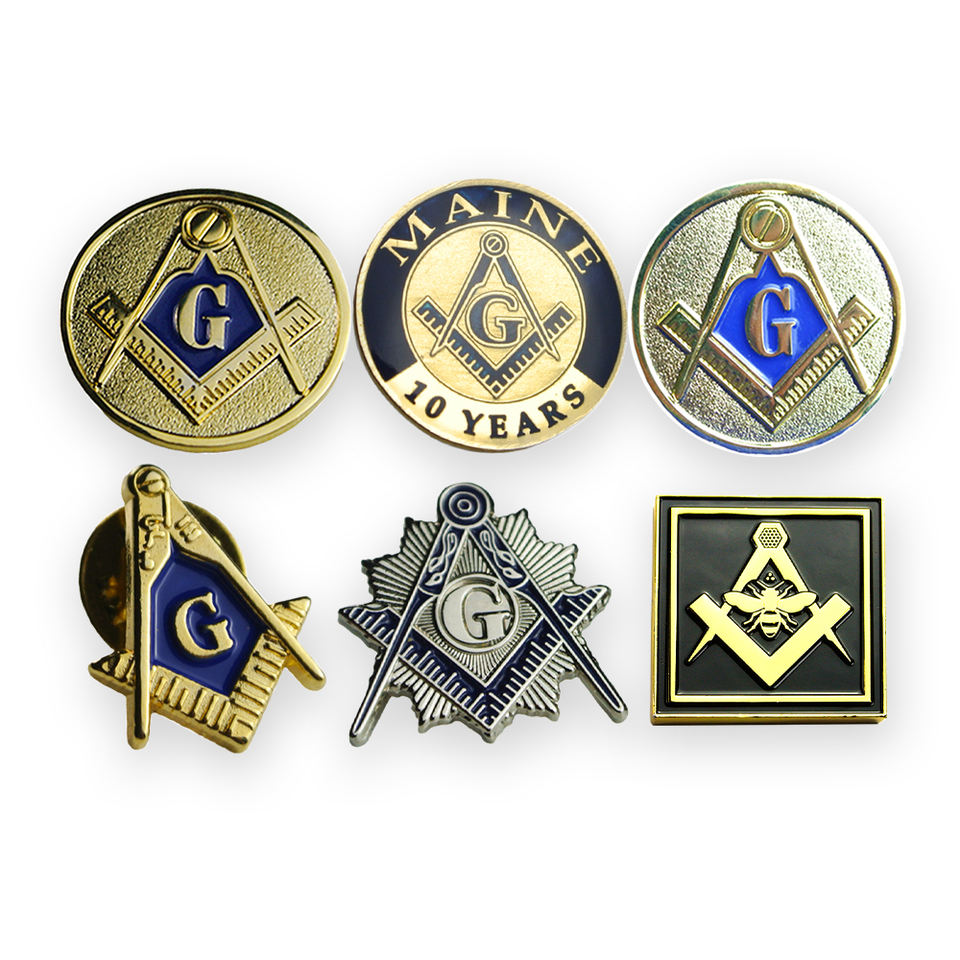 High Quality Free Design Custom Freemason Irregularly Masonic Shaped Soft Enamel Lapel Pins for Sale