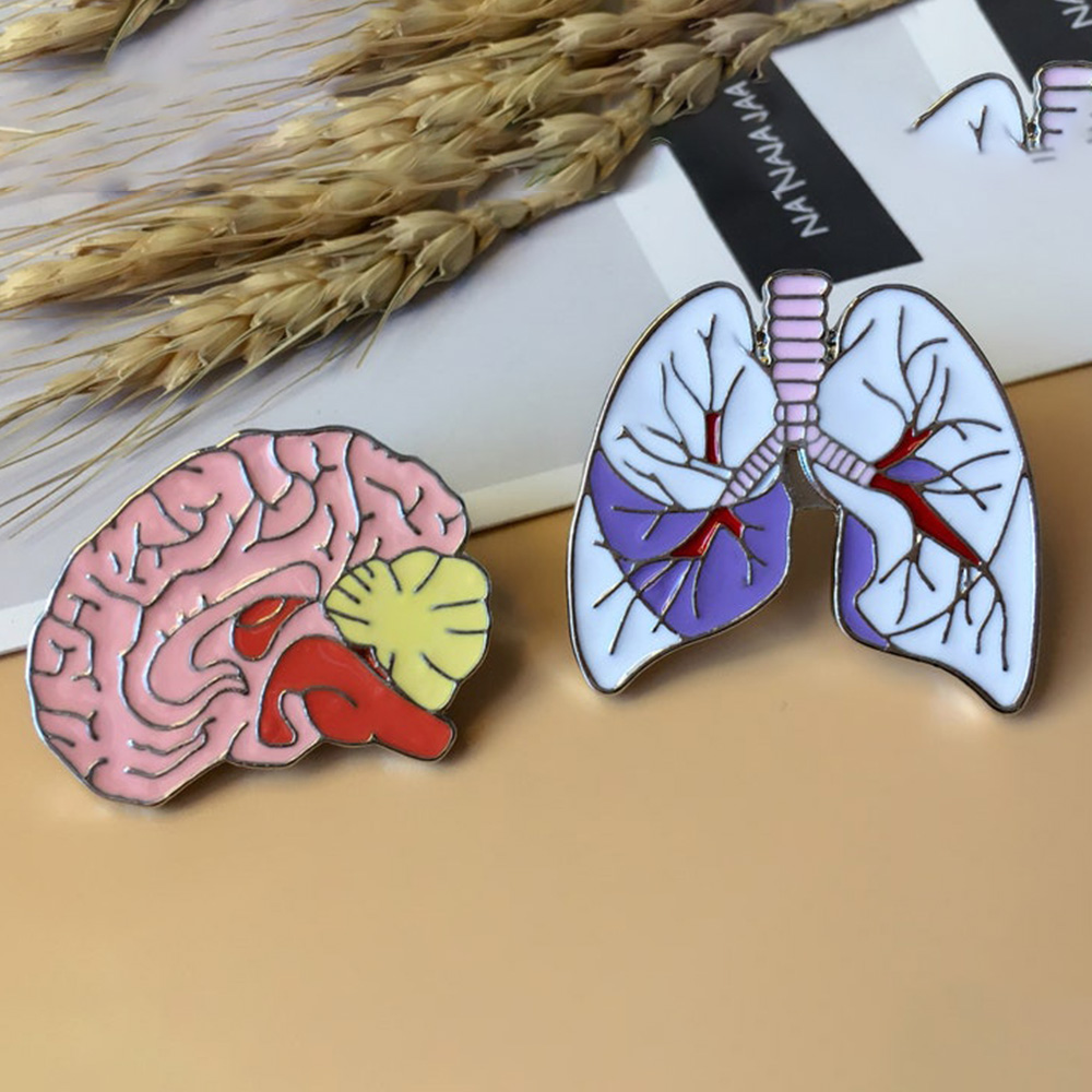 Organ Heart Collection Unique Heart Art Enamel Lapel Pin Set Funny Cartoon Enamel Pin
