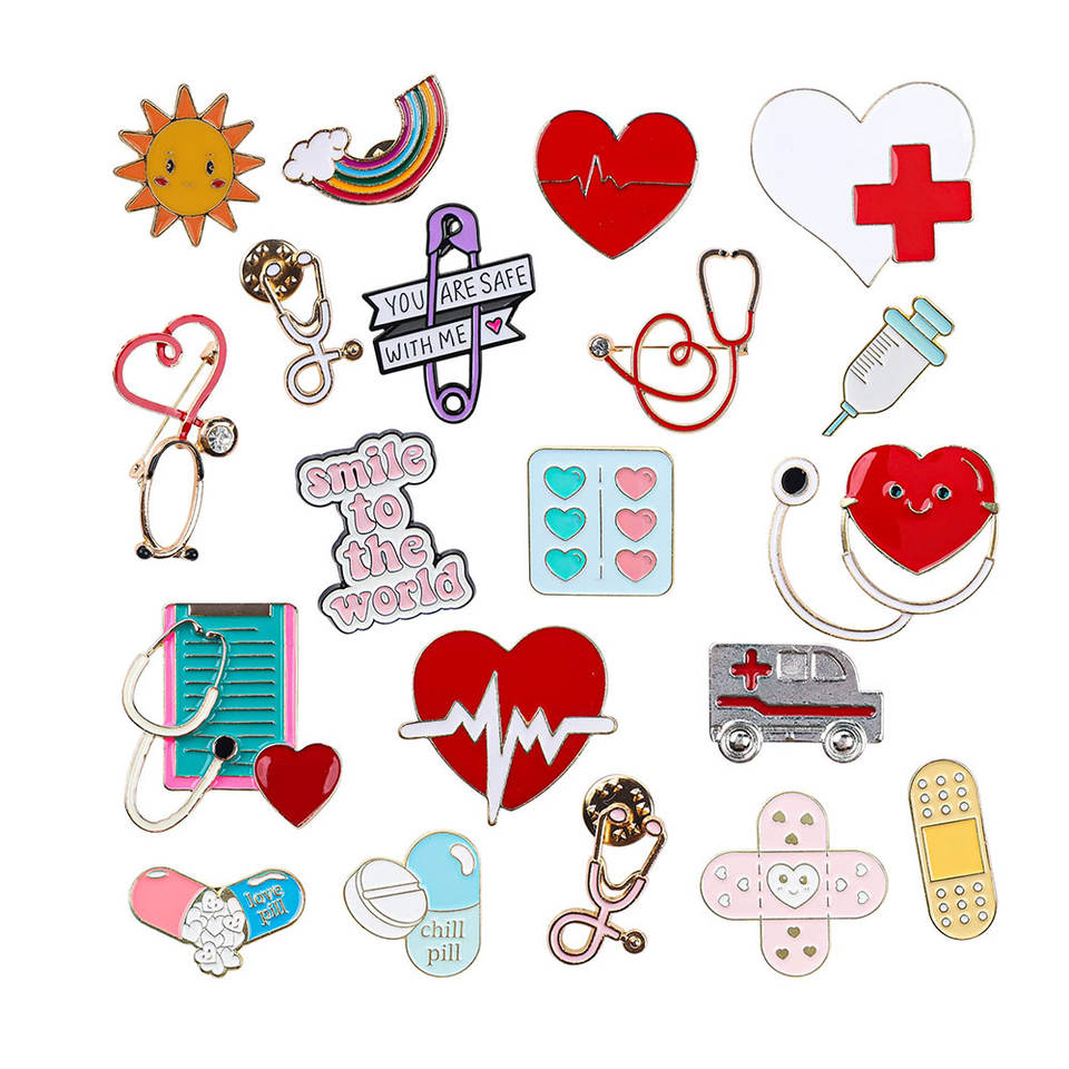 Organ Heart Collection Unique Heart Art Enamel Lapel Pin Set Funny Cartoon Enamel Pin