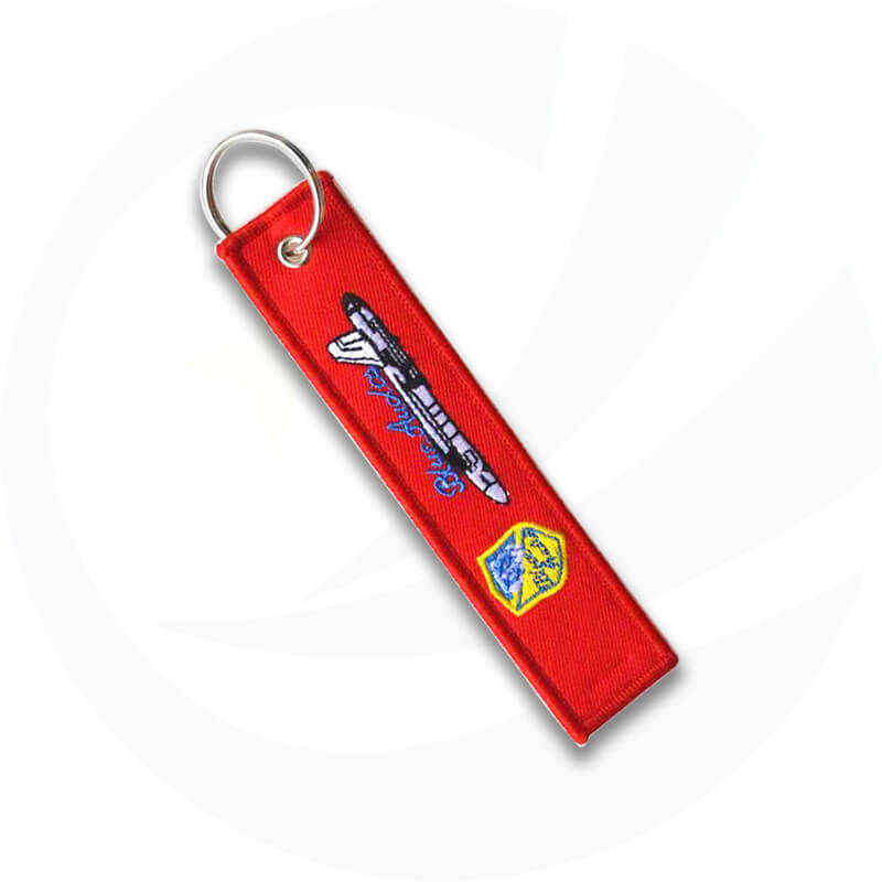 long ribbon name Embroidered keychain
